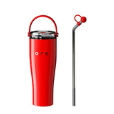 OTE 30 Oz Water Bottle with Flip Straw & Handle, 316 Stainless Steel Tumbler, 800ML Vacuum Keep Hot/Cold Water Bottle