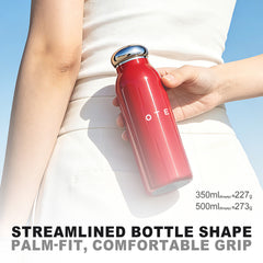 OTE 350ml/500ml Portable Thermal Bottle (Ultra-Light 205g) – One-Piece Seamless SUS316 Stainless Steel Vacuum Insulated Bottle, Leak-Proof Water Bottle for Daily Use