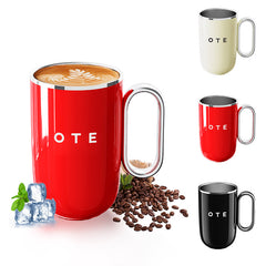 Coffee Mug with Handle, 12oz/8oz(350/220ml) Insulated Stainless Steel Coffee Travel Mug, Double Wall Reusable Coffee Cup