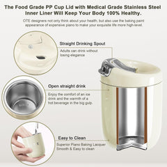 OTE  Vacuum Insulated Coffee Mug, Double-wall Stainless Steel Travel Tumbler With Drinking Lid, 12oz/8oz (350/220ml)