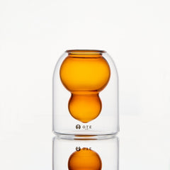 OTE Fulu Double Wall Borosilicate Glass Cup, Hand-Blown Heat Resistant Mug with Floating Gourd Design, Lead-Free Insulated Tumbler for Coffee, Tea & Hot/Cold Drinks, Unique Aesthetic Kitchenware & Gift Idea