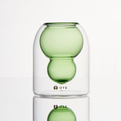 OTE Fulu Double Wall Borosilicate Glass Cup, Hand-Blown Heat Resistant Mug with Floating Gourd Design, Lead-Free Insulated Tumbler for Coffee, Tea & Hot/Cold Drinks, Unique Aesthetic Kitchenware & Gift Idea