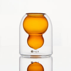 OTE Fulu Double Wall Borosilicate Glass Cup, Hand-Blown Heat Resistant Mug with Floating Gourd Design, Lead-Free Insulated Tumbler for Coffee, Tea & Hot/Cold Drinks, Unique Aesthetic Kitchenware & Gift Idea