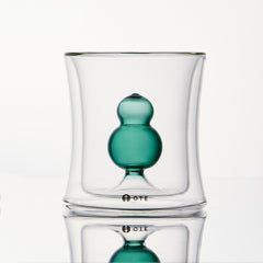 OTE Fulu Double Wall Glass Cup, Lead-Free Borosilicate Glass with Floating Gourd Design, Heat Resistant Insulated Tumbler for Hot/Cold Drinks，Perfect for Home & Gifting