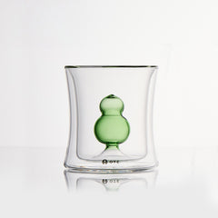 OTE Fulu Double Wall Glass Cup, Lead-Free Borosilicate Glass with Floating Gourd Design, Heat Resistant Insulated Tumbler for Hot/Cold Drinks，Perfect for Home & Gifting