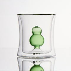 OTE Fulu Double Wall Glass Cup, Lead-Free Borosilicate Glass with Floating Gourd Design, Heat Resistant Insulated Tumbler for Hot/Cold Drinks，Perfect for Home & Gifting