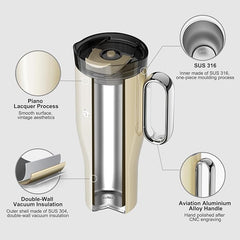 OTE 1.2 L (40 oz) Travel Mug with Handle, Double-Walled Steel Vacuum Insulated Mug and Straw, BPA Free,Portable Car Mug Tumbler, Thermal Mug, Coffee Cup for Hot and Cold Drinks